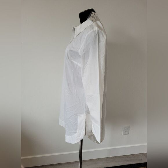 NEW Express White Shirt Dress Tunic Cotton Collared Professional Minimalist XS - Picture 3 of 11